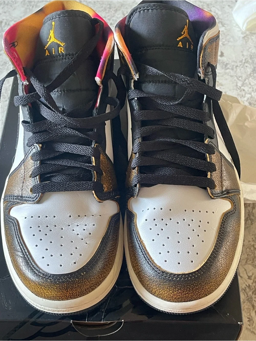 Air Jordan 1 Men's Mid-Top Sneakers — Taxi-White-Sail & Black